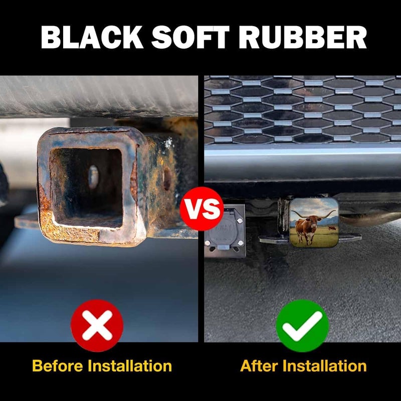 Beabes Hitch Cover Plug Longhorn Bull, 2 Inch Receivers Diameter Wildlife Longhorn Cow Cattle Bull Lightweight Trailer Hitch Tube Cover Hitch Safe Cover for Pickups SUVs Cars - Image 5